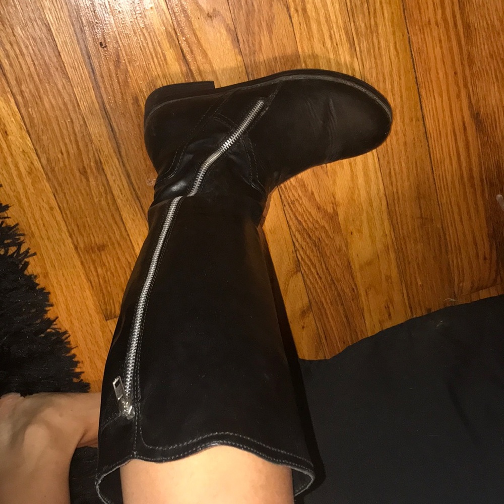 Black silver zip up riding boots